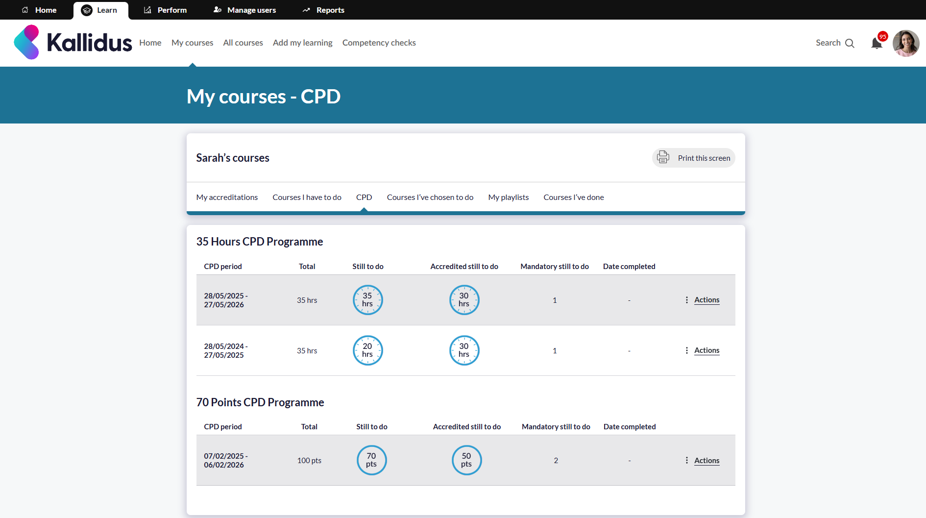 screenshot of Kallidus Learn